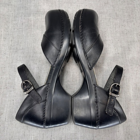 Dansko Black Leather Mary Jane Clogs Wedge Shoes Buckle Seam EU Size 41 - Picture 11 of 11